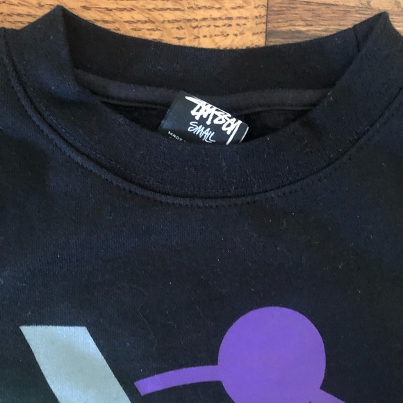 Rare black Stussy Surf crewneck Sweater Small Nwot - Picture 3 of 5